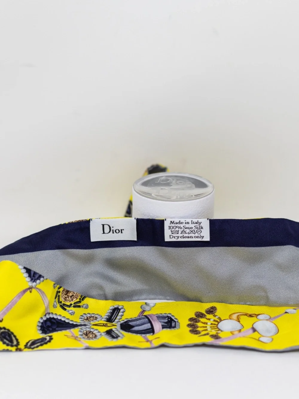 Christian Dior Silk Satin Made In Italy Jewel Crystal Print Scarf Wrap Bandeau